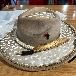 Wide Brim custom made fedora which includes in adjustable draw string